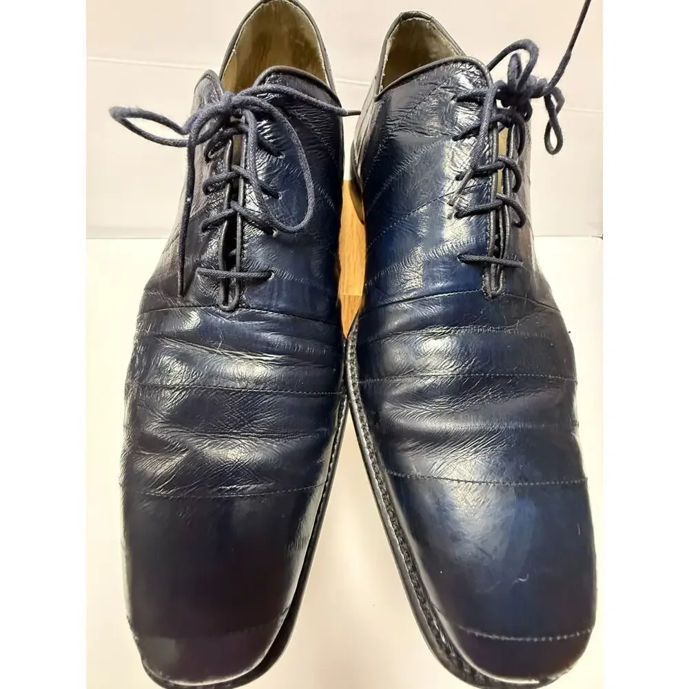 Belvedere Florence Navy Blue Leather Lace Up Dress Shoes Italy Mens 13